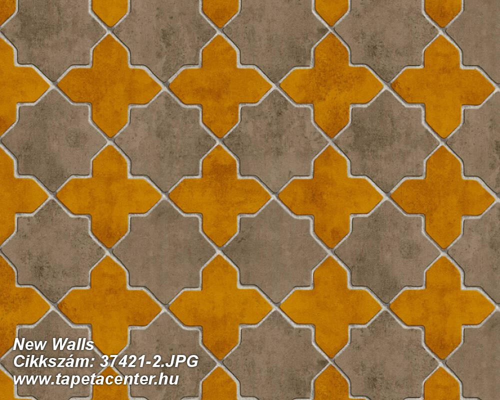 Marokkói ,bézs-drapp,narancs-terrakotta,súrolható,vlies tapéta 
